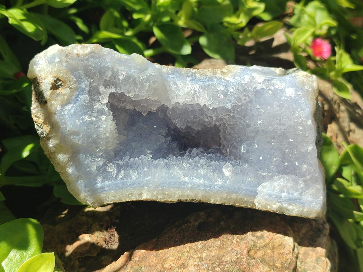 Natural Blue Lace Agate Geode Specimens x 4 From Nsanje, Malawi