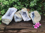 Natural Blue Lace Agate Geode Specimens x 4 From Nsanje, Malawi