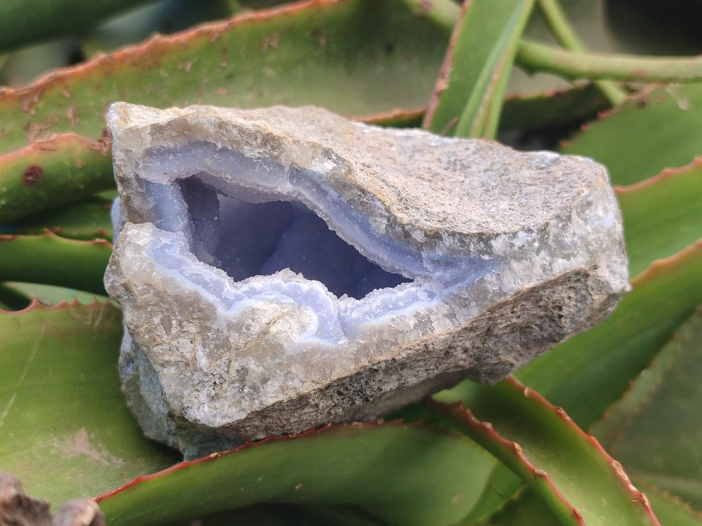 Natural Blue Lace Agate Geode Specimens x 4 From Nsanje, Malawi