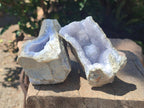 Natural Blue Lace Agate Geode Specimens x 4 From Nsanje, Malawi