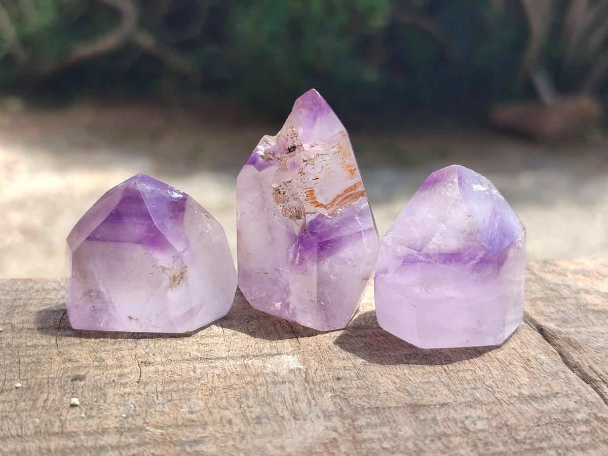 Polished Window Amethyst Crystals x 20 From Akansobe, Madagascar