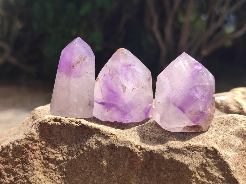 Polished Window Amethyst Crystals x 20 From Akansobe, Madagascar
