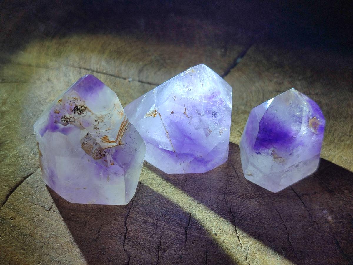 Polished Window Amethyst Crystals x 20 From Akansobe, Madagascar