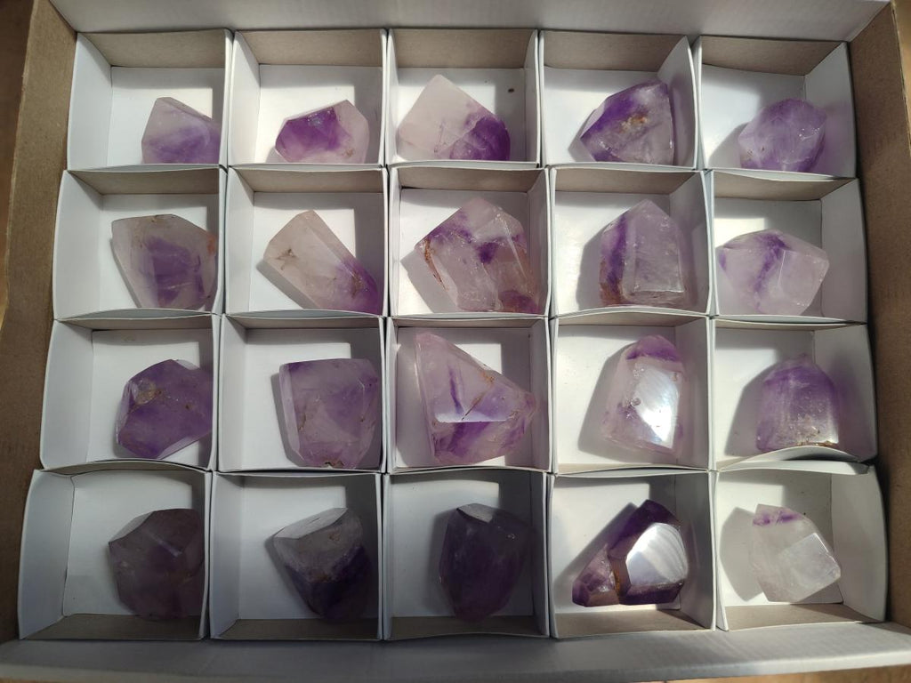 Polished Window Amethyst Crystals x 20 From Akansobe, Madagascar