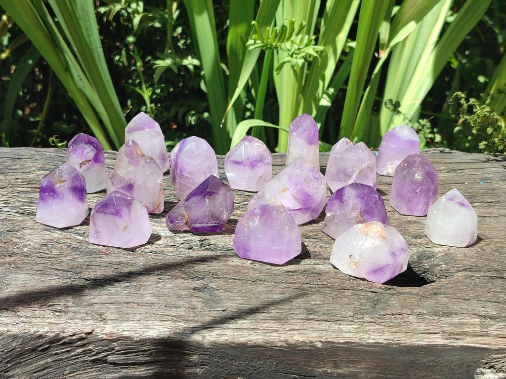 Polished Window Amethyst Crystals x 20 From Akansobe, Madagascar