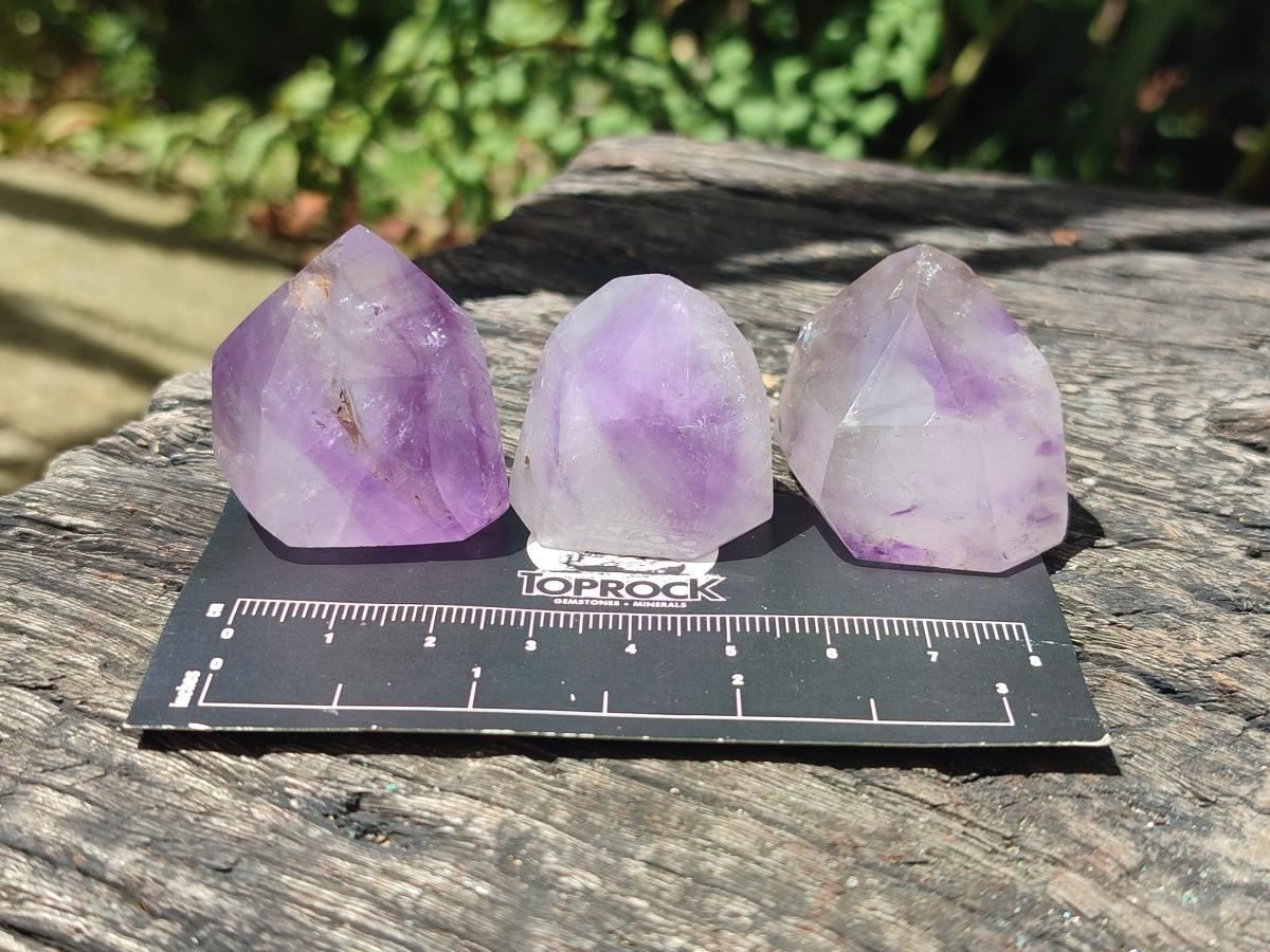 Polished Window Amethyst Crystals x 20 From Akansobe, Madagascar