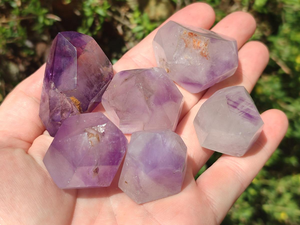 Polished Window Amethyst Crystals x 20 From Akansobe, Madagascar