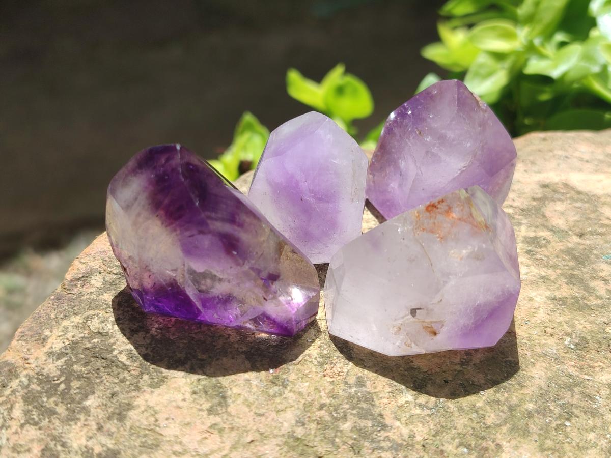 Polished Window Amethyst Crystals x 20 From Akansobe, Madagascar