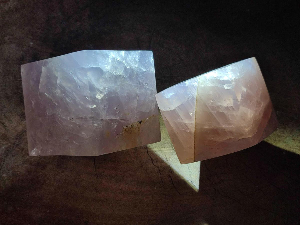 Polished Gemmy Rose Quartz Cubes x 2 From Madagascar