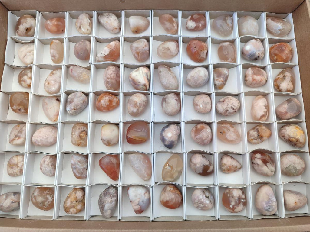 Polished Flower Agate Galets x 70 From Antsahalova, Madagascar