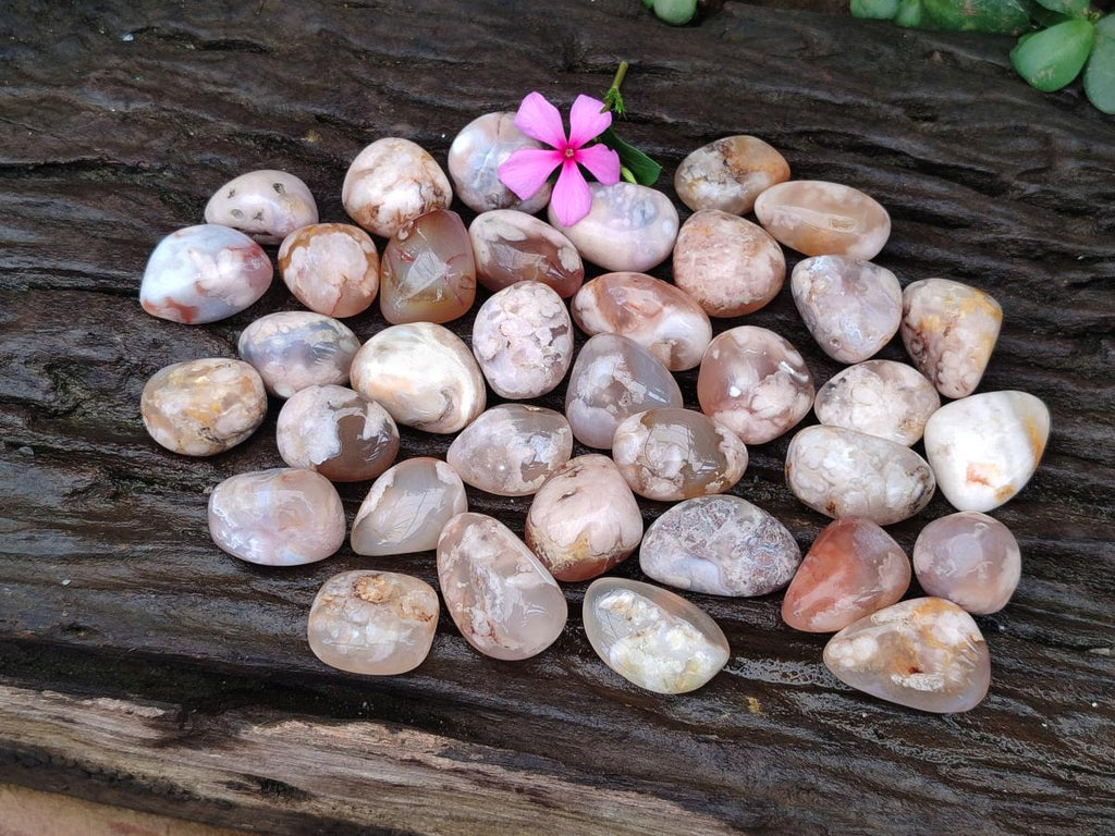 Polished Flower Agate Galets x 70 From Antsahalova, Madagascar