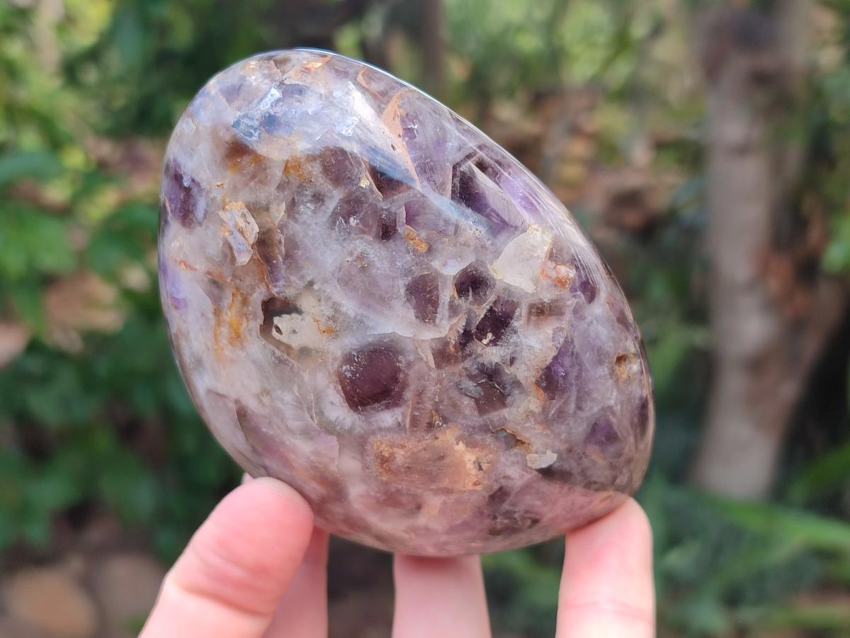 Polished Purple Chevron Amethyst Standing Free Forms x 3 From Madagascar
