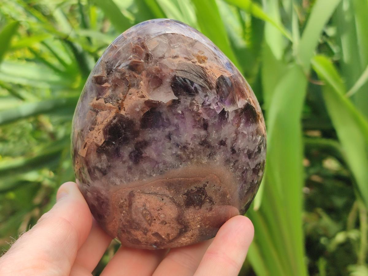Polished Purple Chevron Amethyst Standing Free Forms x 3 From Madagascar