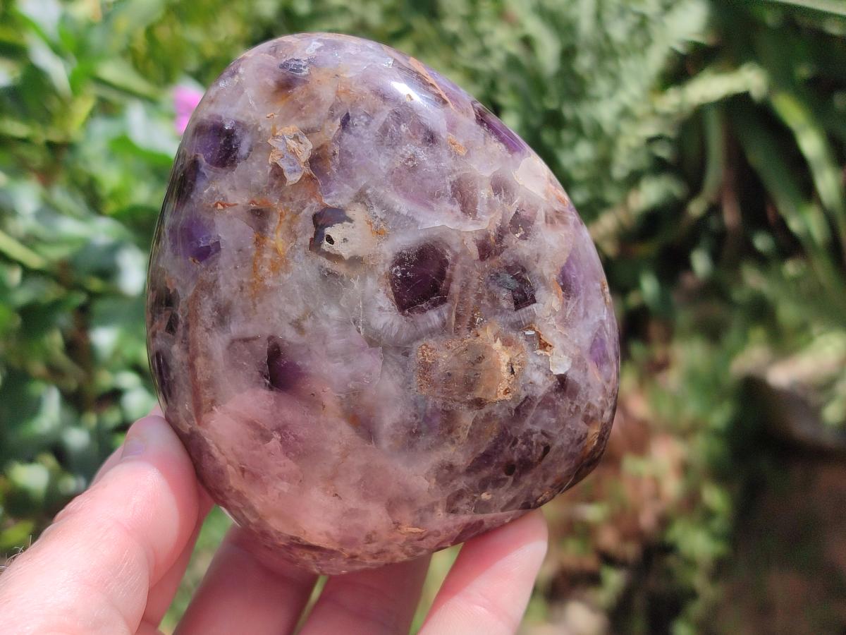 Polished Purple Chevron Amethyst Standing Free Forms x 3 From Madagascar
