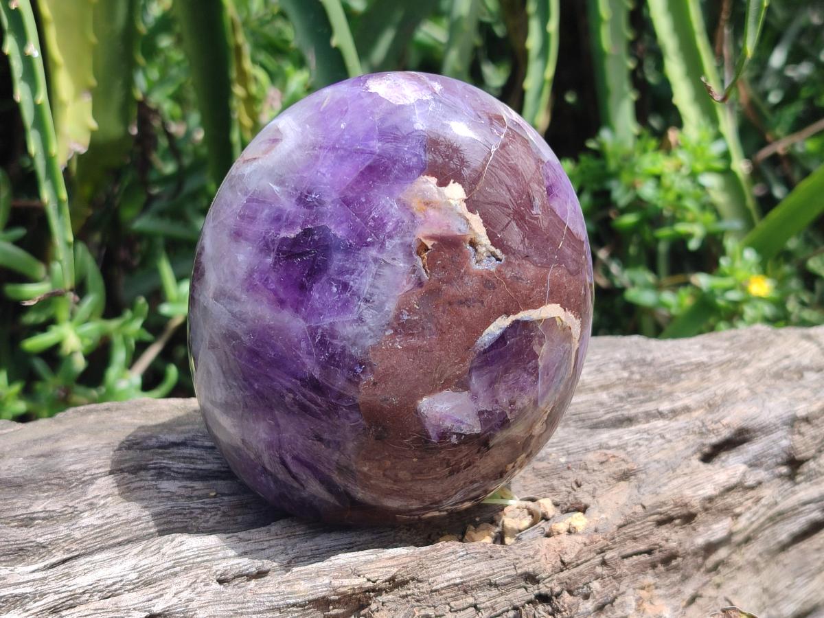 Polished Purple Chevron Amethyst Standing Free Forms x 3 From Madagascar
