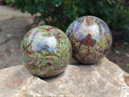 Polished Bastite Dragonsblood Stone Spheres x 2 From Tshipise, South Africa