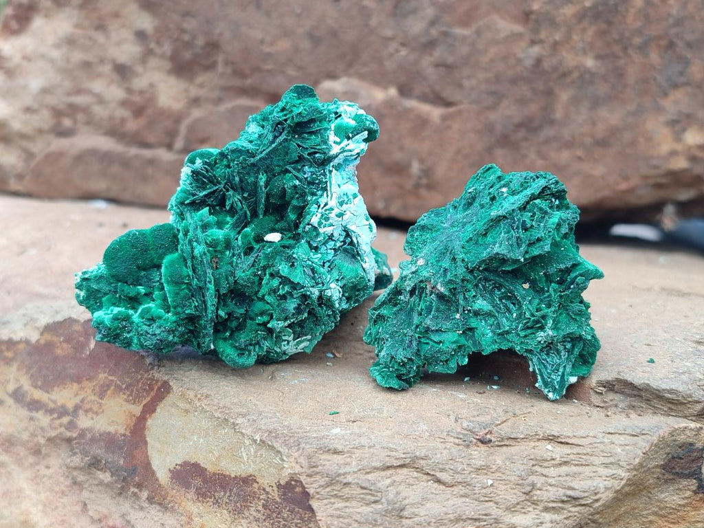 Natural Rare Malachite Pseudomorph Specimens x 12 From Kolwezi, Congo