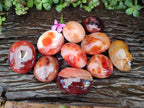 Polished Carnelian Agate Gemstone Galets x 12 From Madagascar