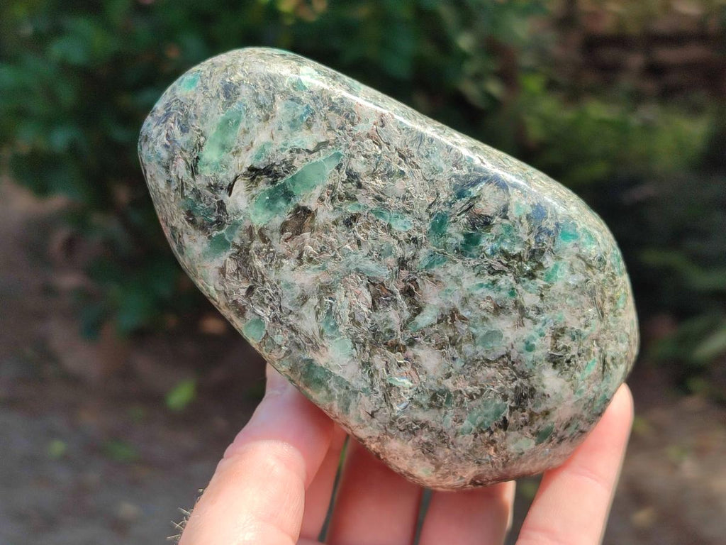 Polished Emerald Mica 'Mutokolite' Standing Free Forms x 3 From Mutoko, Zimbabwe
