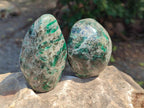 Polished Emerald Mica 'Mutokolite' Standing Free Forms x 3 From Mutoko, Zimbabwe