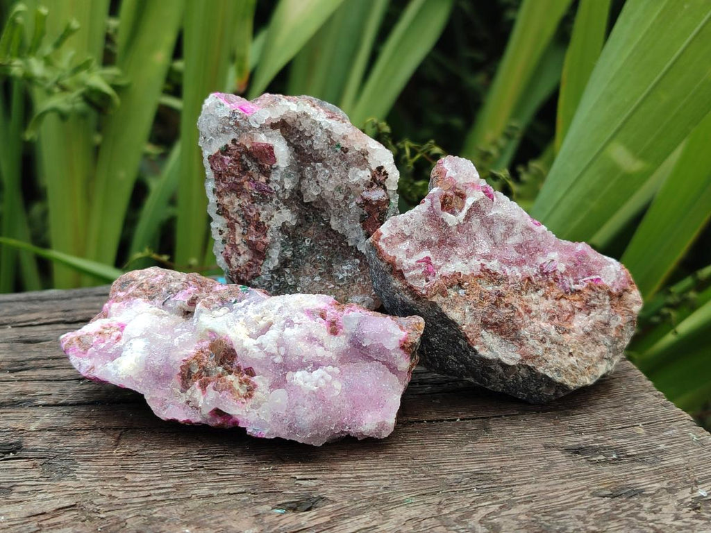 Natural Salrose Cobaltion Dolomite Specimens with Silky Malachite Crystals x 12 From Kakanda, Congo
