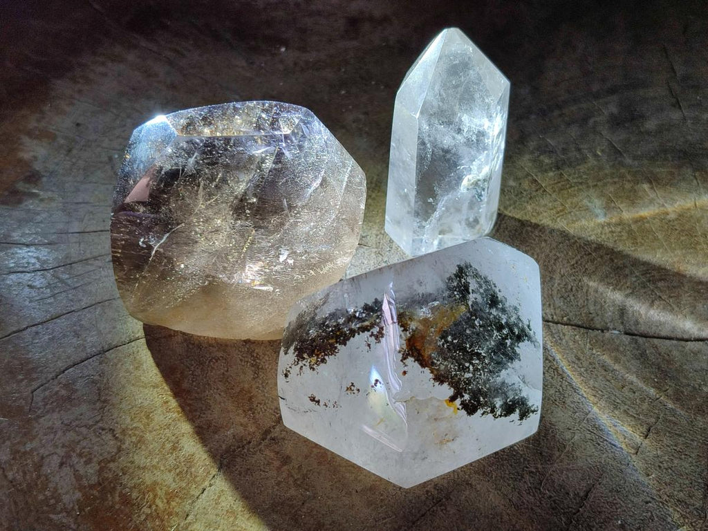 Polished Mixed Quartz Crystals with Inclusions x 7 From Madagascar