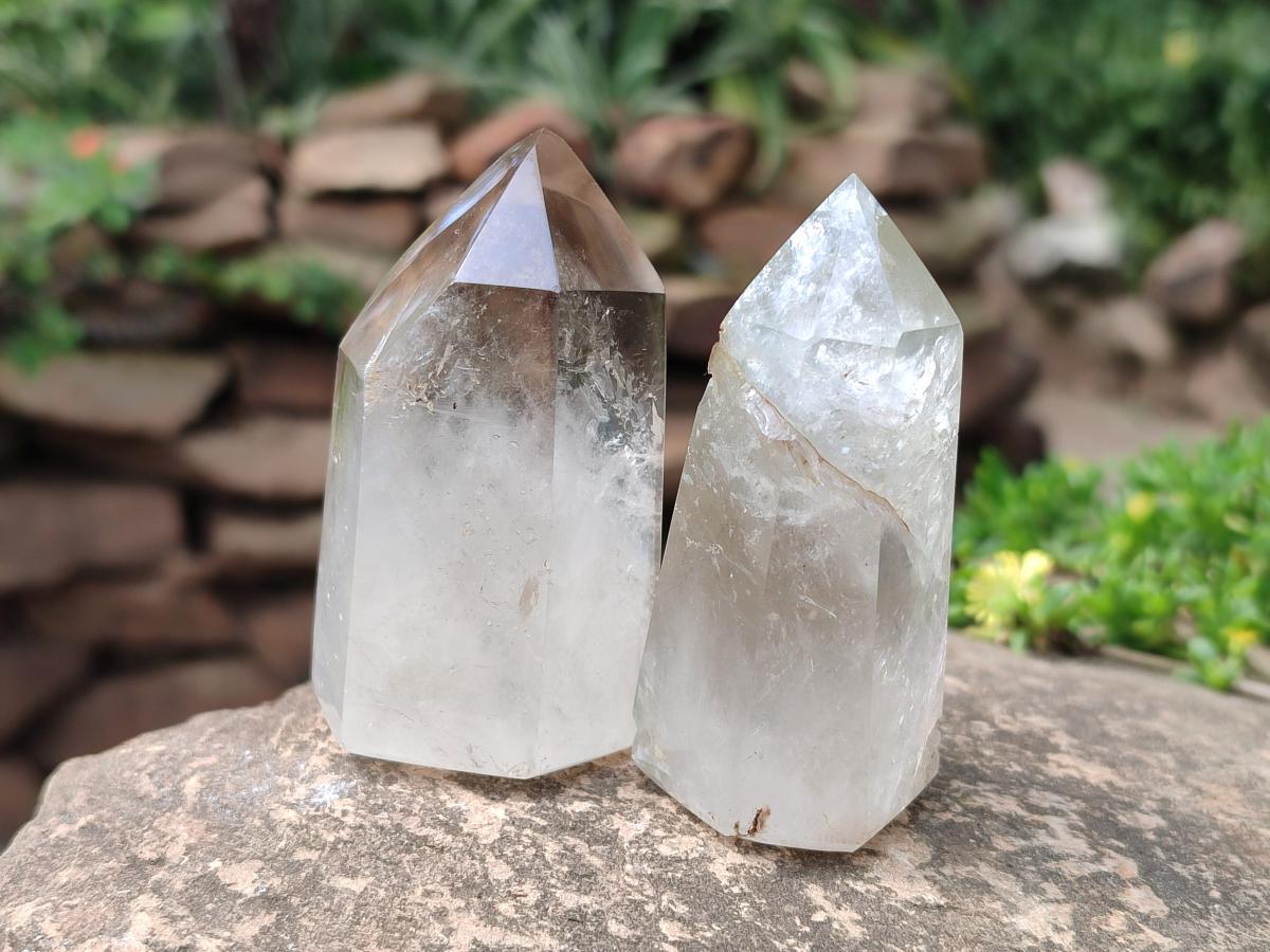 Polished Mixed Quartz Crystals with Inclusions x 7 From Madagascar