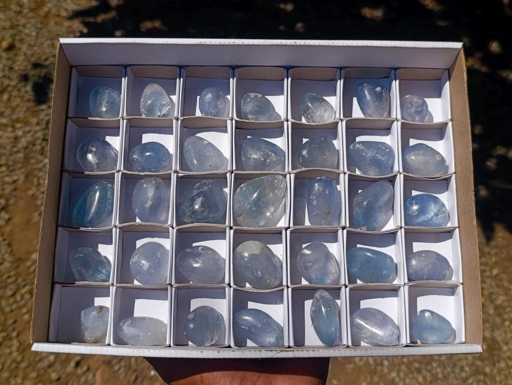 Polished Blue Celestite Free Form Crystals x 35 From Sakoany, Madagascar