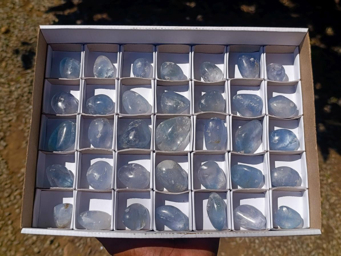 Polished Blue Celestite Free Form Crystals x 35 From Sakoany, Madagascar