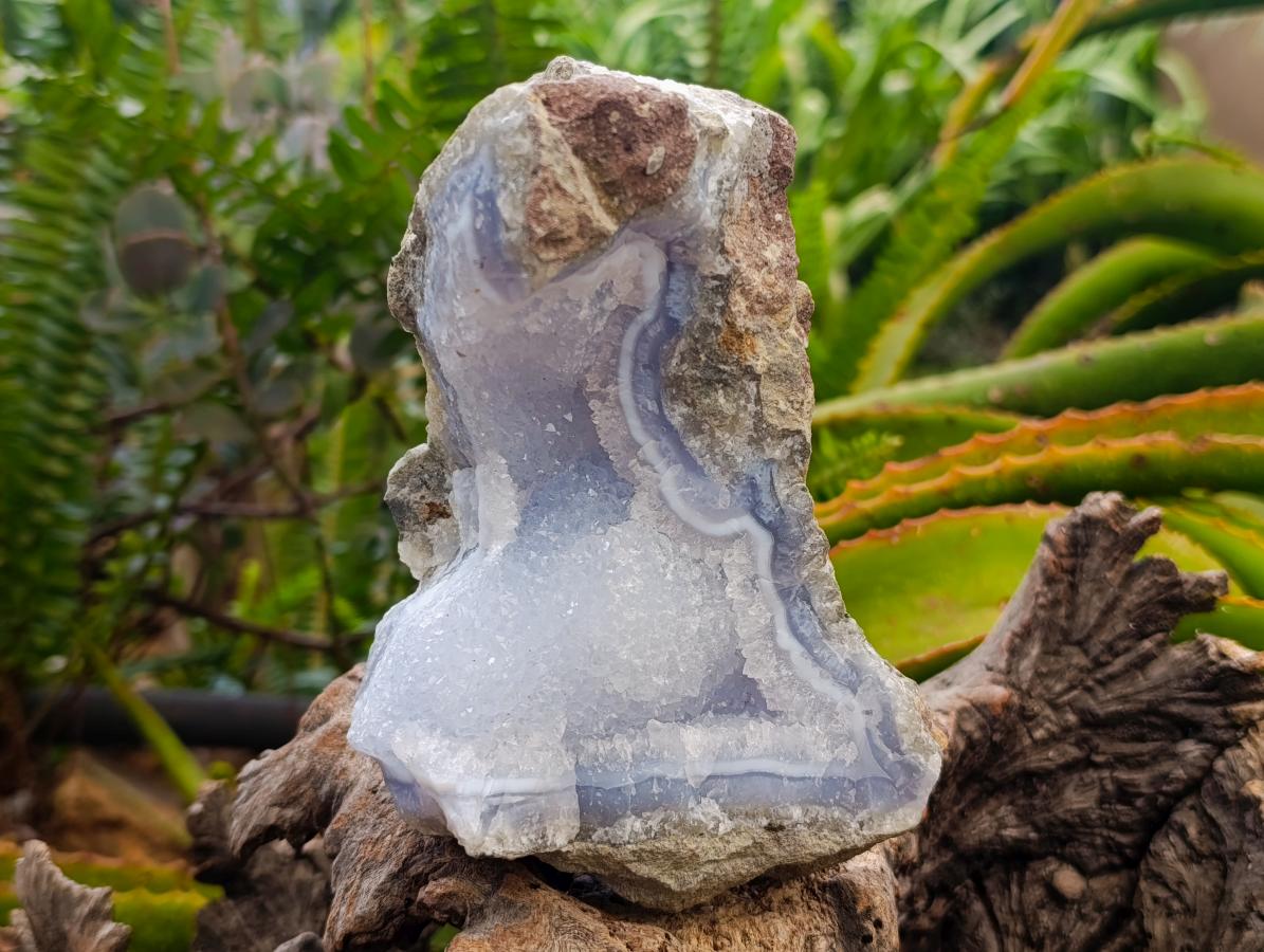 Natural Blue Lace Agate Geode Specimens x 3 From Nsanje, Malawi