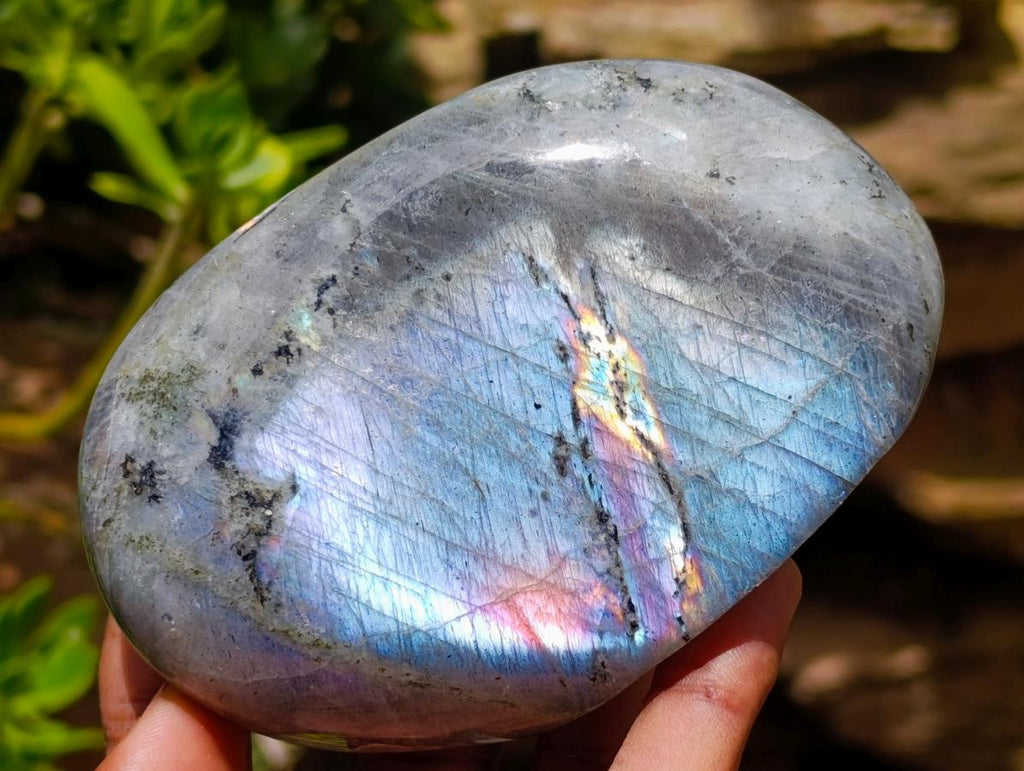 Polished Rare Purple Sunset Flash Labradorite Standing Free Forms x 3 From Madagascar