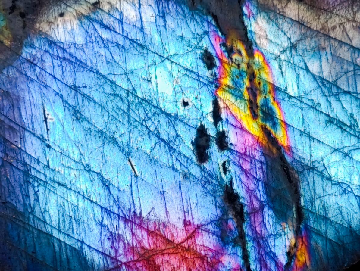 Polished Rare Purple Sunset Flash Labradorite Standing Free Forms x 3 From Madagascar