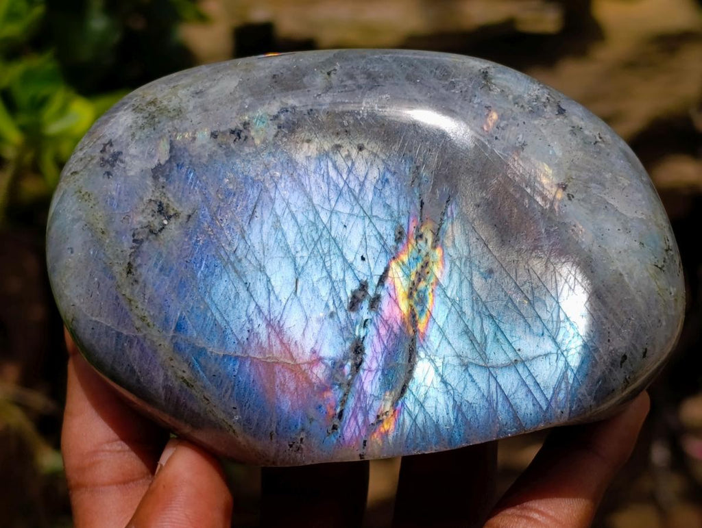 Polished Rare Purple Sunset Flash Labradorite Standing Free Forms x 3 From Madagascar