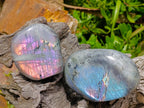 Polished Rare Purple Sunset Flash Labradorite Standing Free Forms x 3 From Madagascar