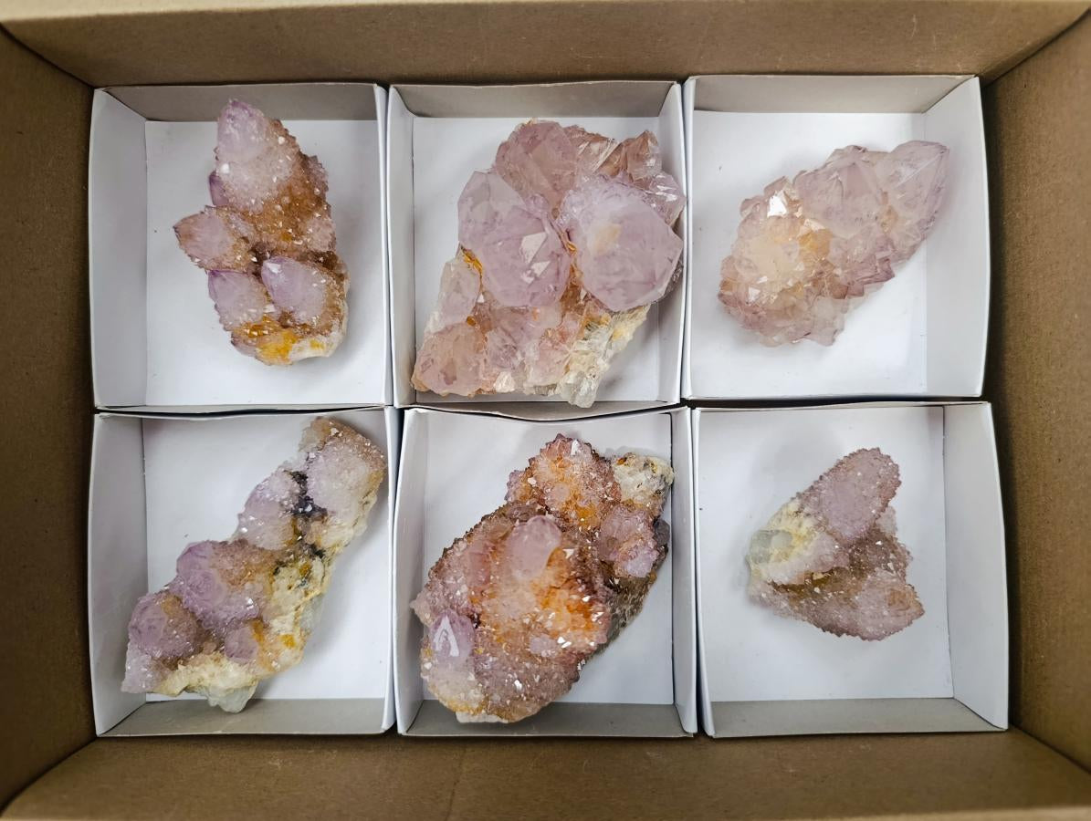 Natural Amethyst and Ametrine Spirit Clusters x 6 From Boekenhouthoek, South Africa