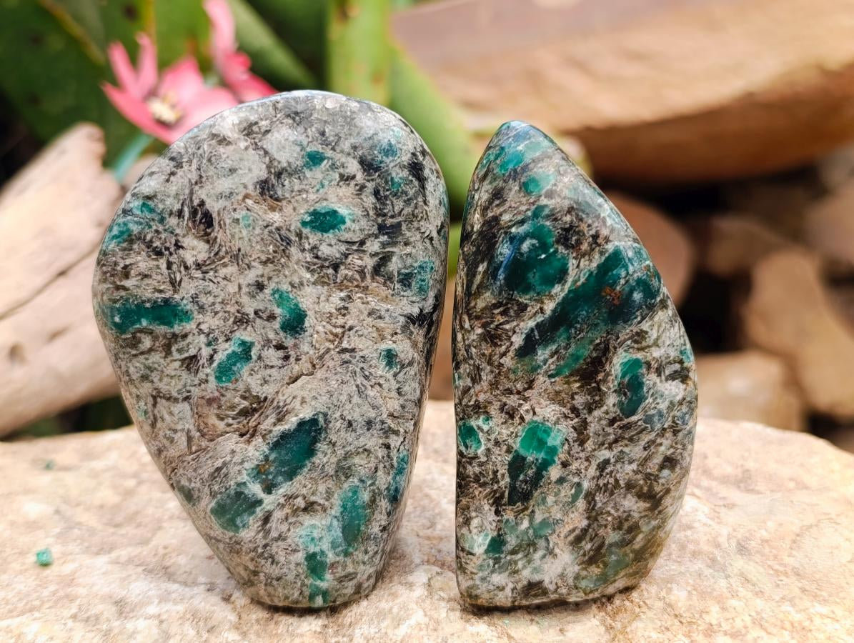 Polished Emerald Mica 'Mutokolite' Standing Free Forms x 6 From Mutoko, Zimbabwe