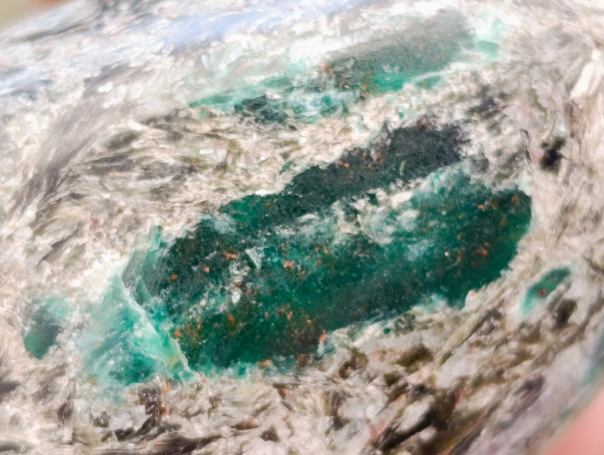 Polished Emerald Mica 'Mutokolite' Standing Free Forms x 6 From Mutoko, Zimbabwe