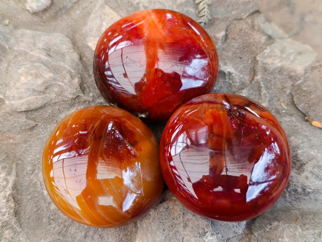 Polished Carnelian Agate Gemstone Galets x 12 From Madagascar