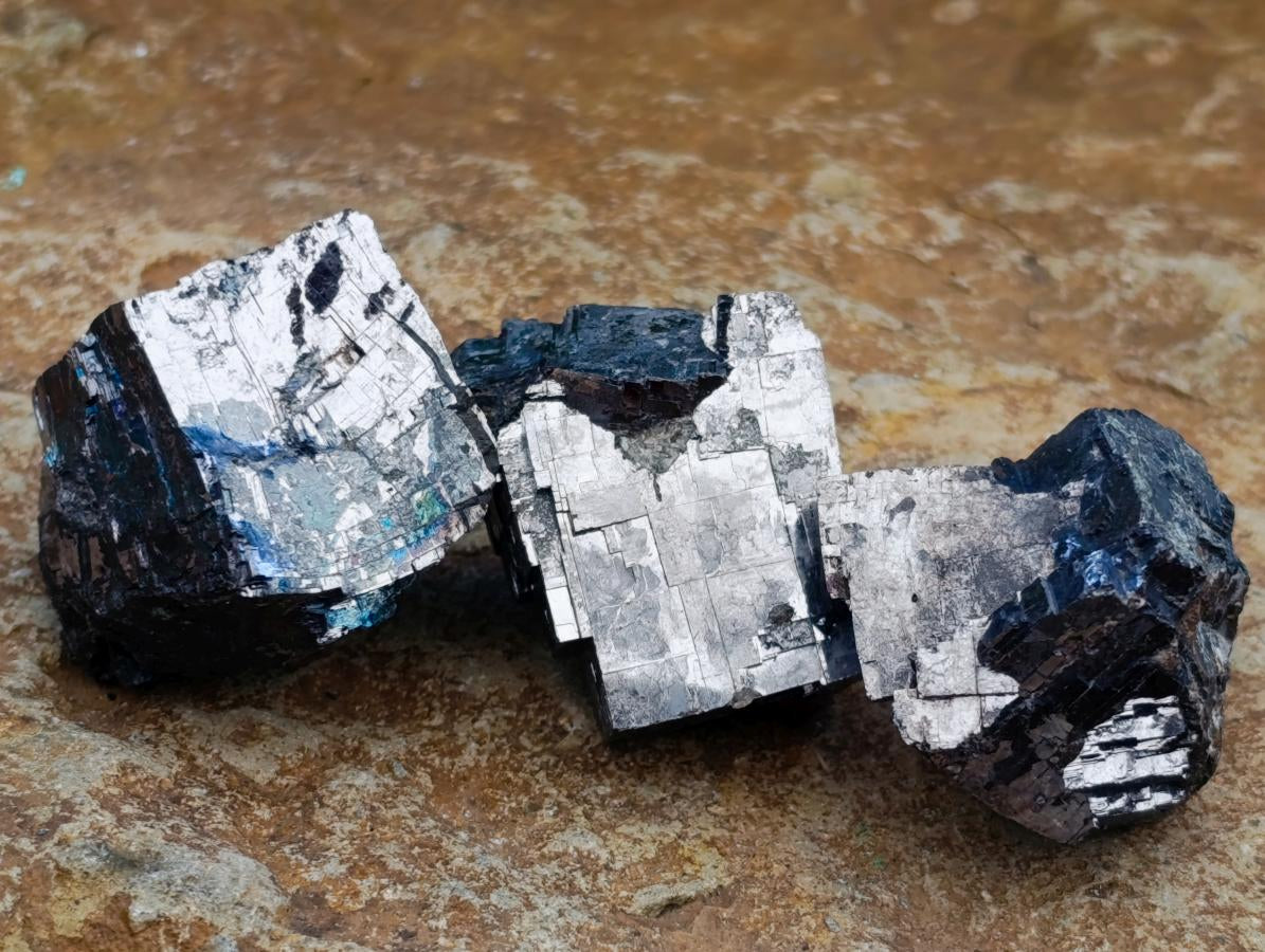 Natural Bright Silver Lead Galena Cobbed Specimens x 40 From Kaokoveld, Namibia