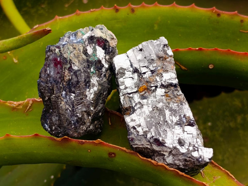 Natural Bright Silver Lead Galena Cobbed Specimens x 40 From Kaokoveld, Namibia