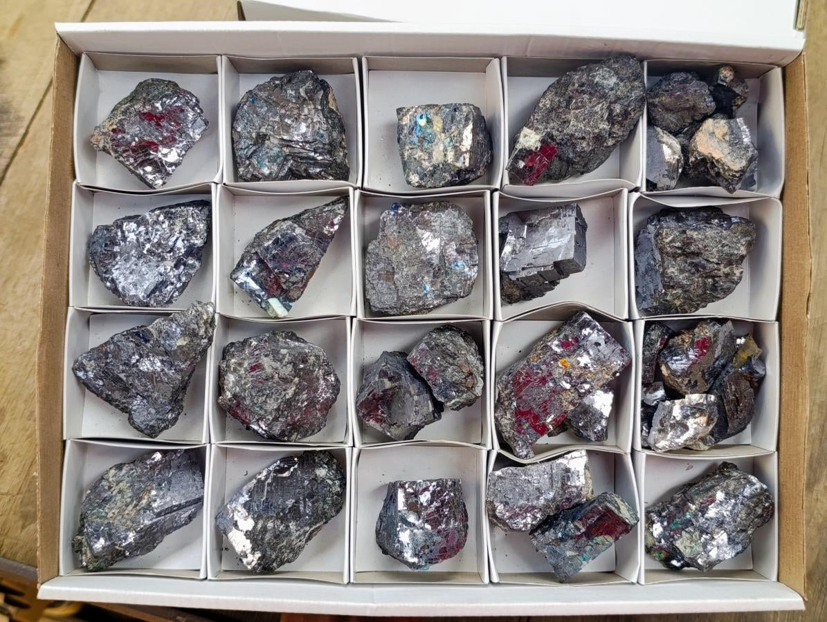 Natural Bright Silver Lead Galena Cobbed Specimens x 40 From Kaokoveld, Namibia