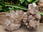Natural White Phantom Cascading Smokey Luena Quartz Clusters x 2 From Luena, Congo
