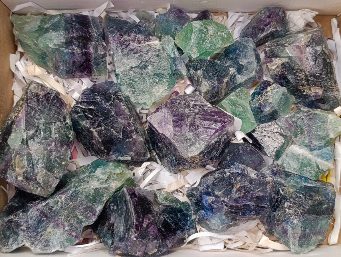 Natural Watermelon Fluorite Cobbed Specimens x 24 From Uis, Namibia