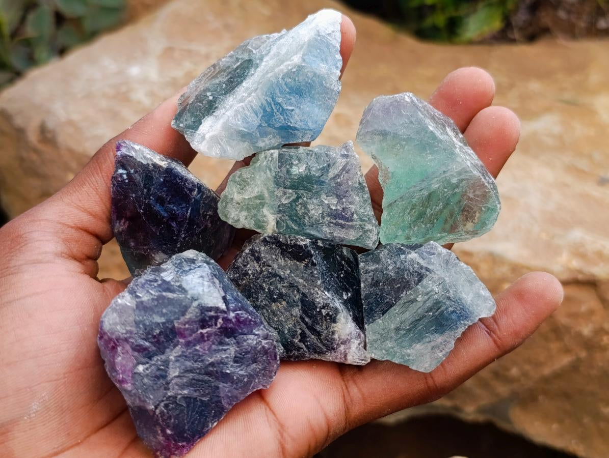 Natural Watermelon Fluorite Cobbed Specimens x 24 From Uis, Namibia