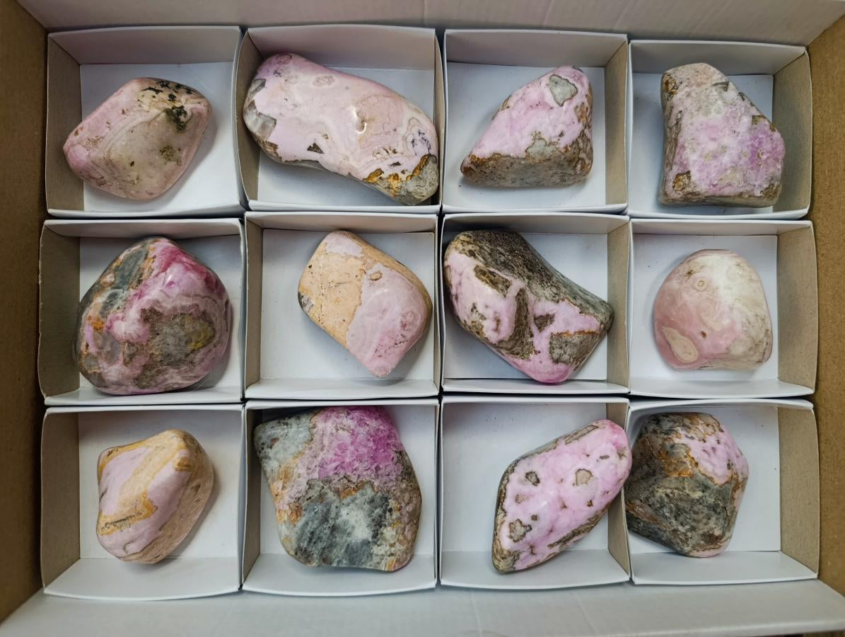 Polished Cobaltion Calcite in Dolomite Free Forms x 12 From Kakanda, Congo