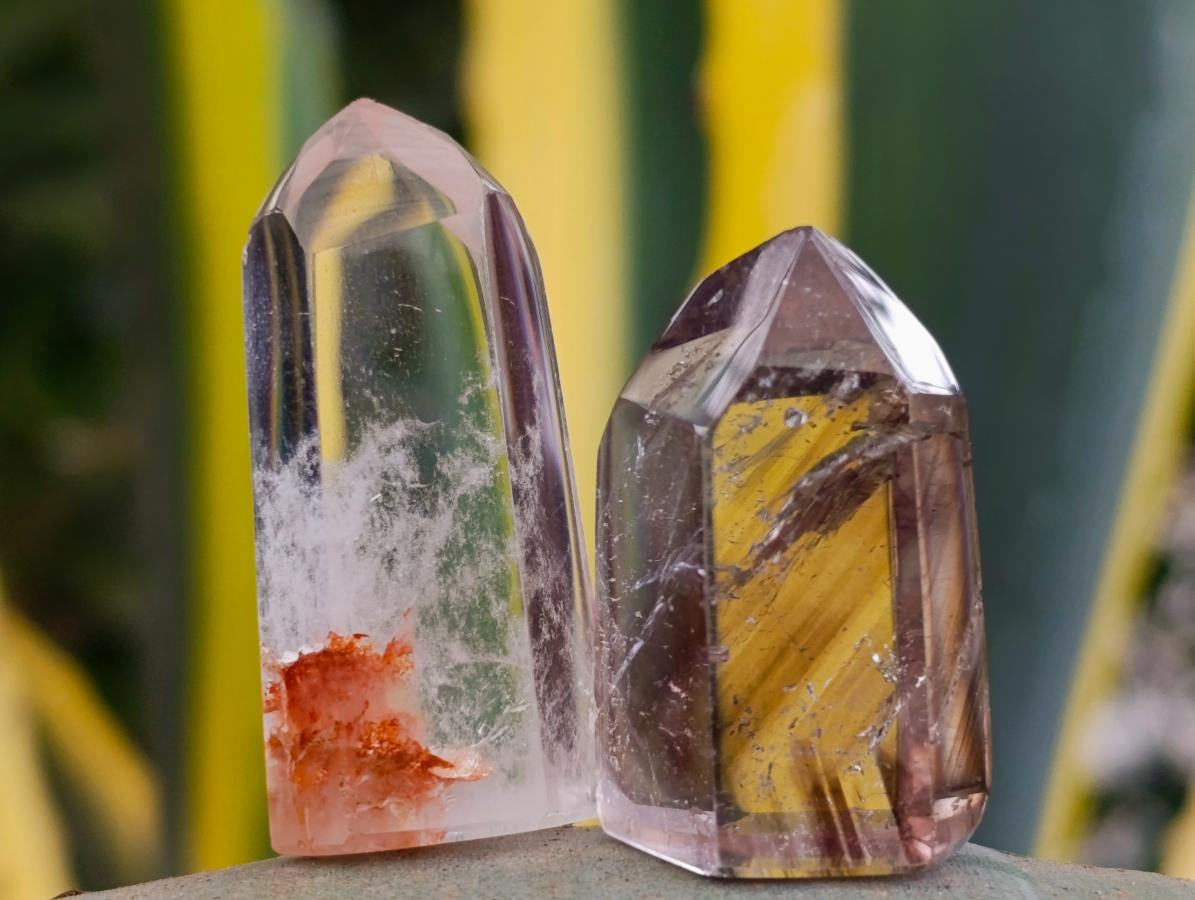 Polished Mixed Clear and Smokey Crystals with Inclusions x 20 From Madagascar