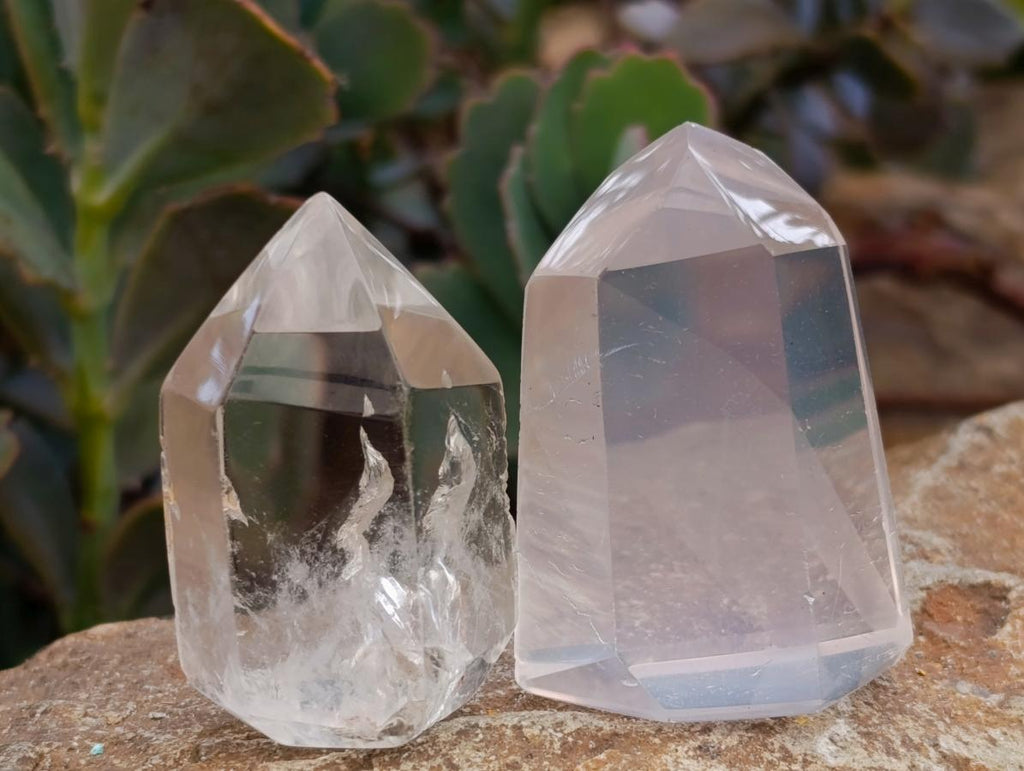 Polished Mixed Clear and Smokey Crystals with Inclusions x 20 From Madagascar