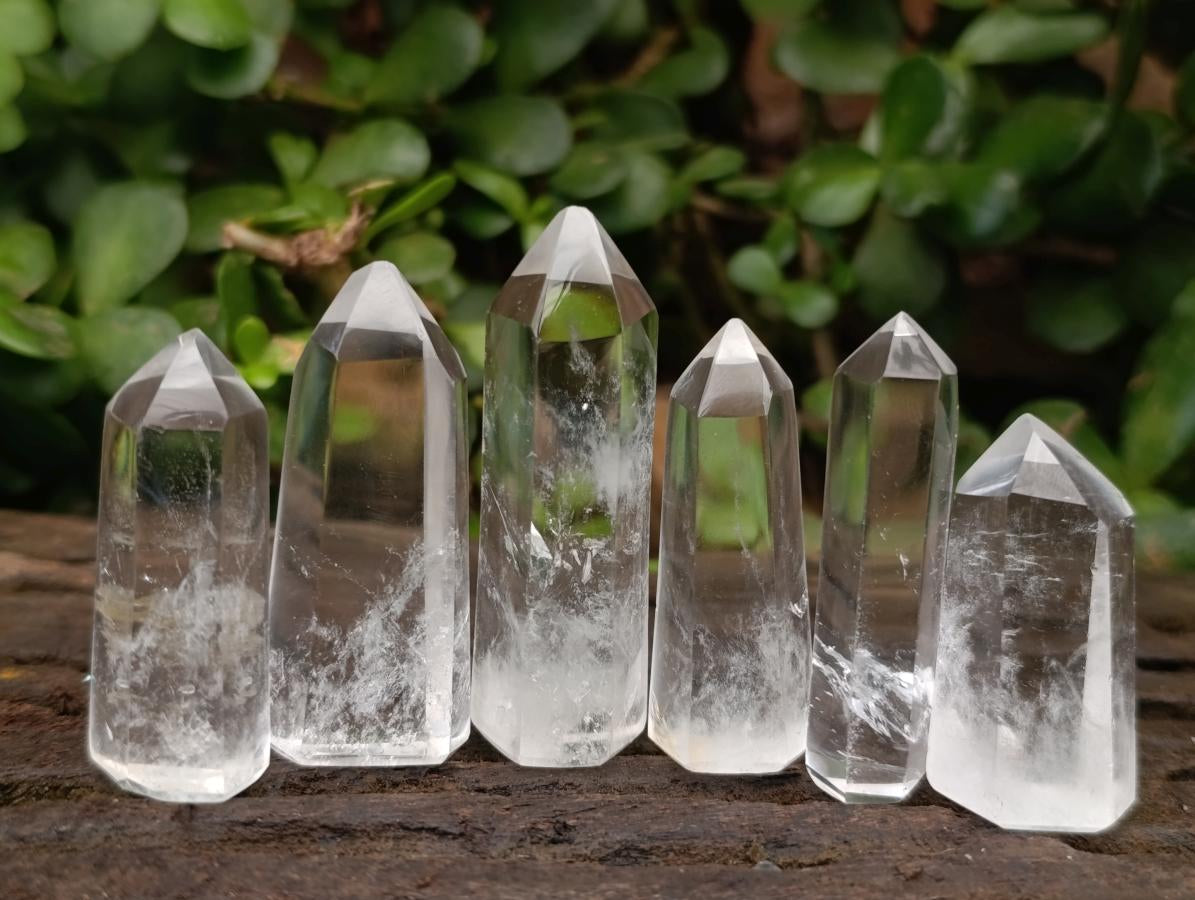 Polished Mixed Clear and Smokey Crystals with Inclusions x 20 From Madagascar