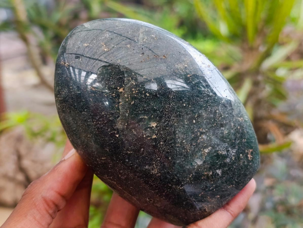 Polished Fuchsite Quartz with Pyrite Standing Free Forms x 6 From Andakatany, Madagascar