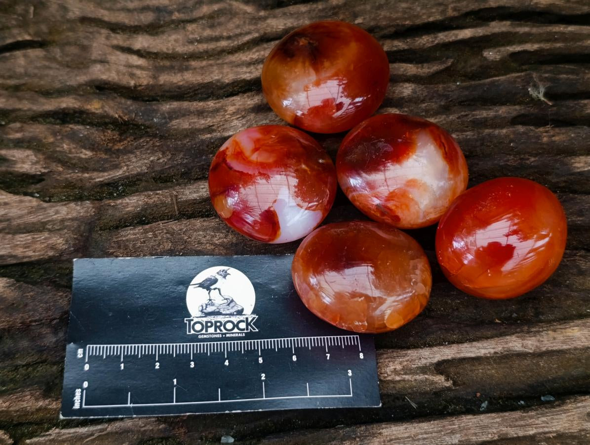 Polished Carnelian Agate Gemstone Galets x 25 From Madagascar